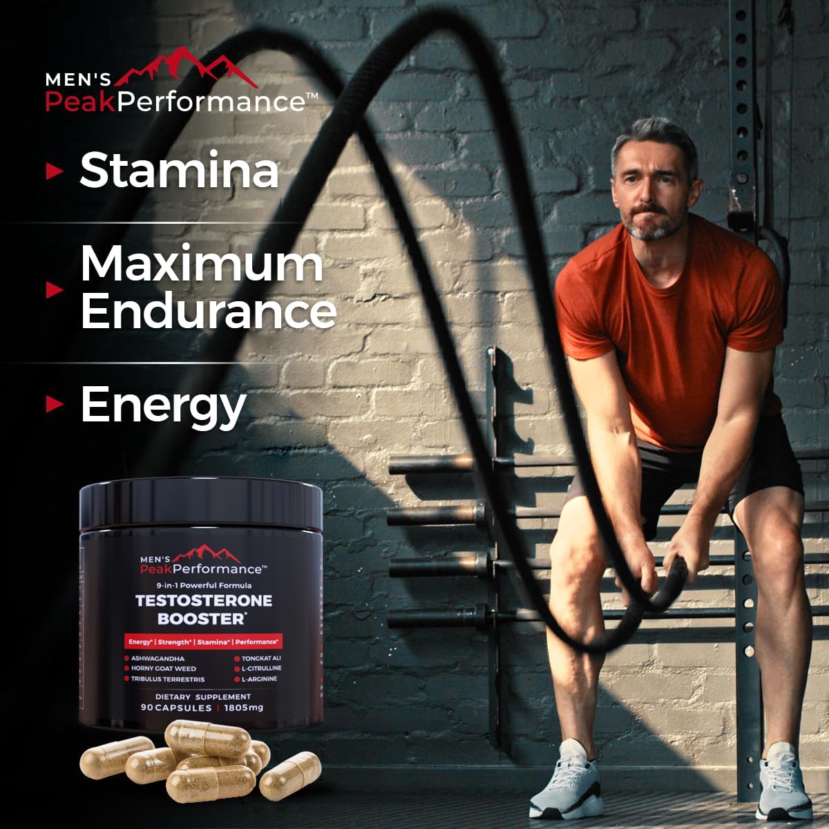 Bundle: Men's Strength & Stamina Enhancer & Lion's Mane Mushroom Capsules for Peak Performance & Vitality