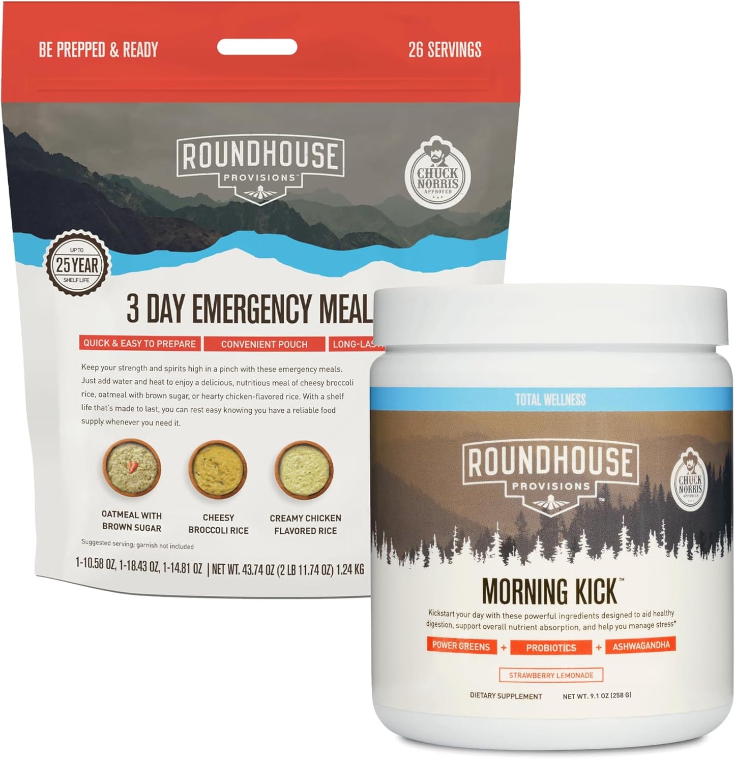 Bundle: Morning Kick Drink and 3-Day Emergency Meal Kit for Quick Energy Boosts