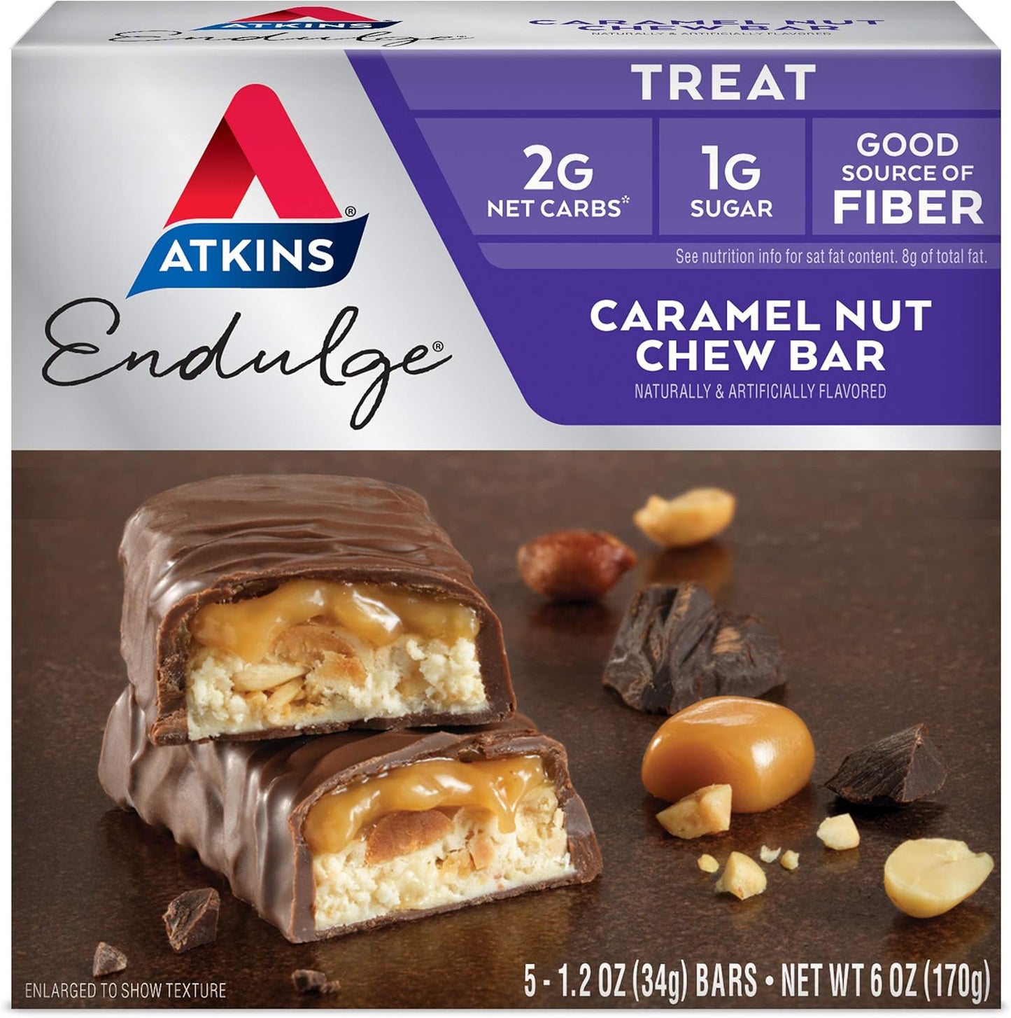 Bundle of 10 Atkins Endulge Chocolate Caramel Bars - Mousse & Nut Chew Flavors