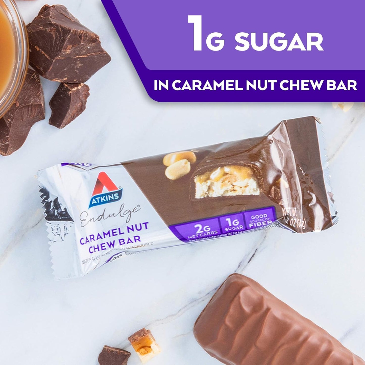 Bundle of 10 Atkins Endulge Chocolate Caramel Bars - Mousse & Nut Chew Flavors