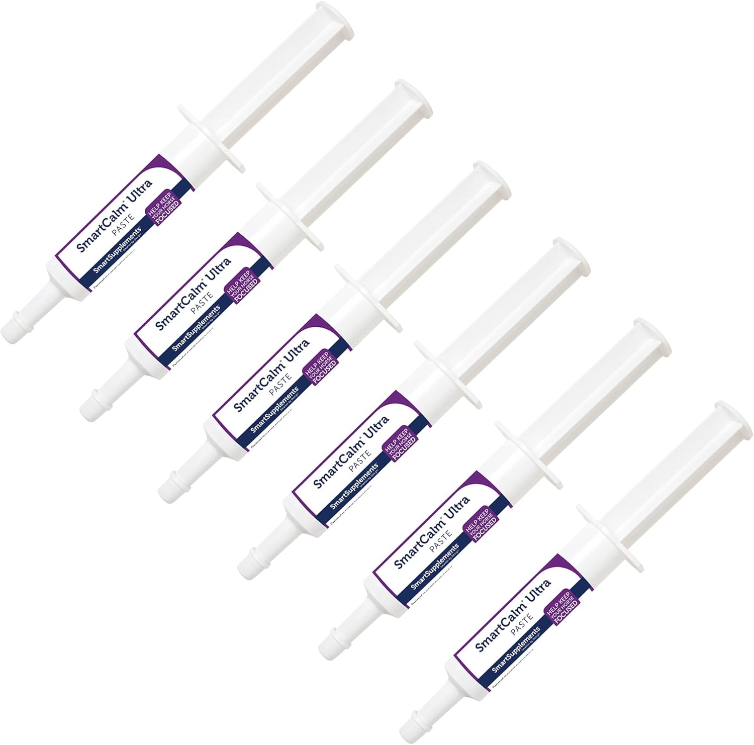 Bundle of 6 SmartPak Stress Ease & SmartCalm Ultra Paste Tubes - Equine Supplement for Skittish Horses, Herb and Sugar-Free