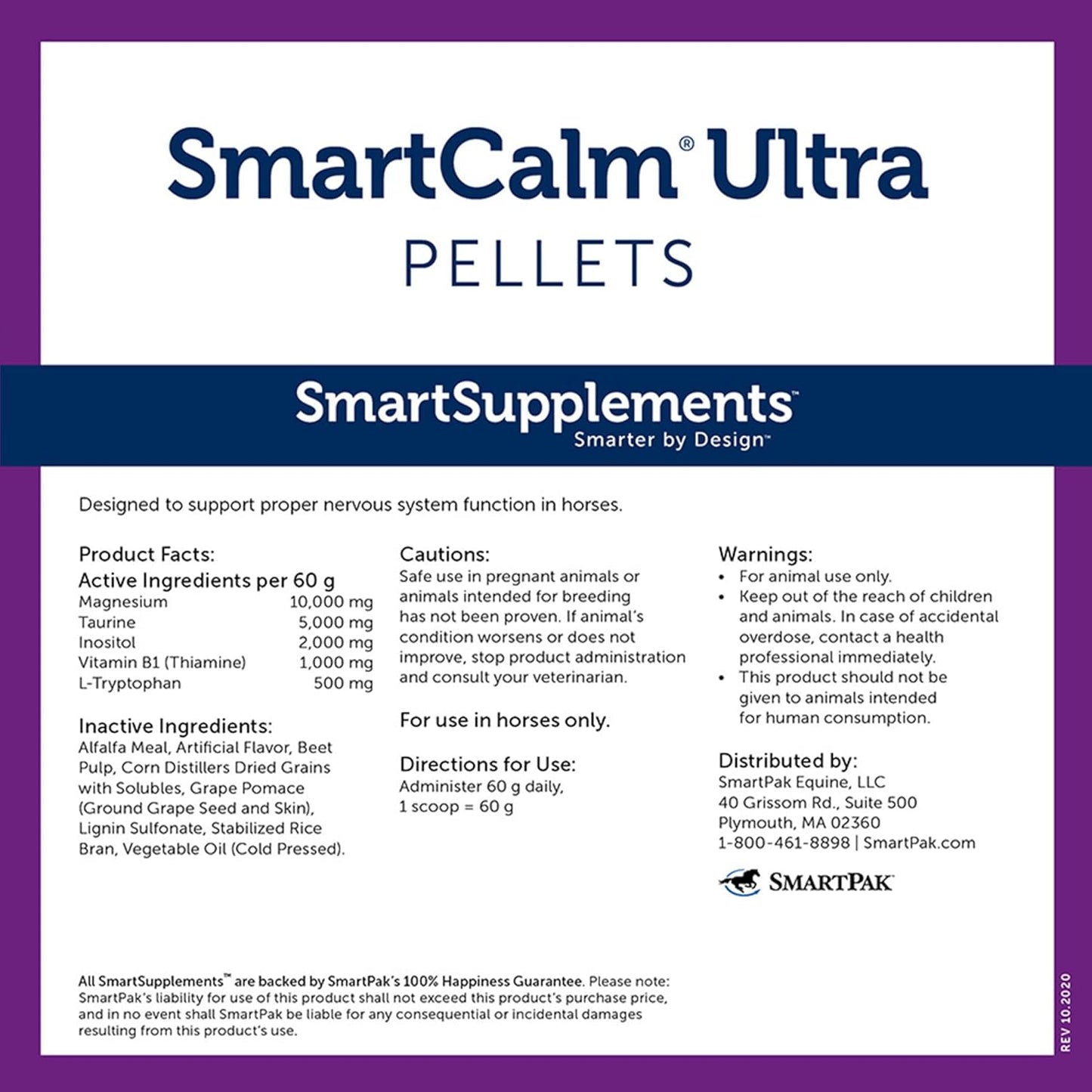 Bundle of 6 SmartPak Stress Ease & SmartCalm Ultra Paste Tubes - Equine Supplement for Skittish Horses, Herb and Sugar-Free