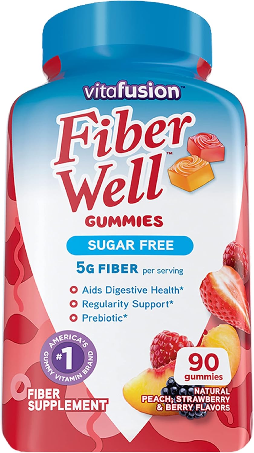 Bundle of Benefiber Chewable Prebiotic Fiber Tablets & Vitafusion Sugar-Free Fiber Gummies - Digestive Health Support - Assorted Flavors - 190 Count