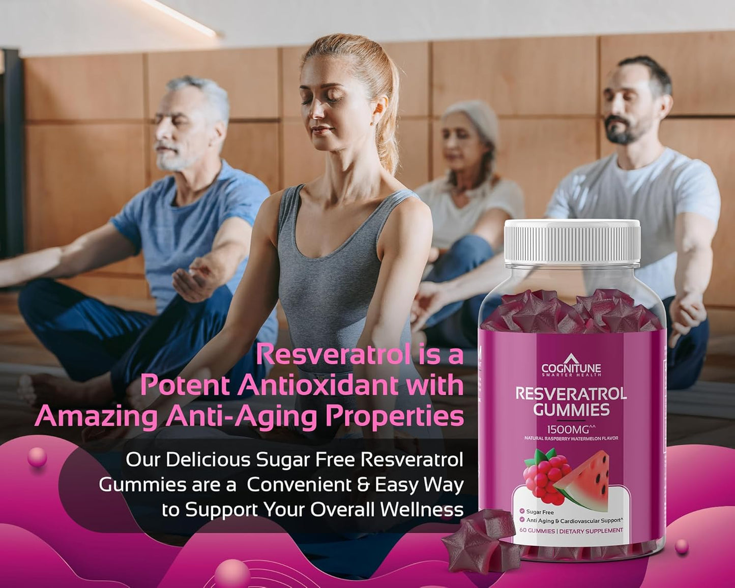 Bundle of CogniTune Gummy Supplements - Resveratrol, Shilajit, Methylfolate - Wellness Support