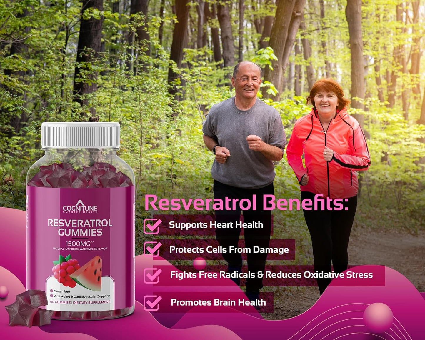 Bundle of CogniTune Gummy Supplements - Resveratrol, Shilajit, Methylfolate - Wellness Support