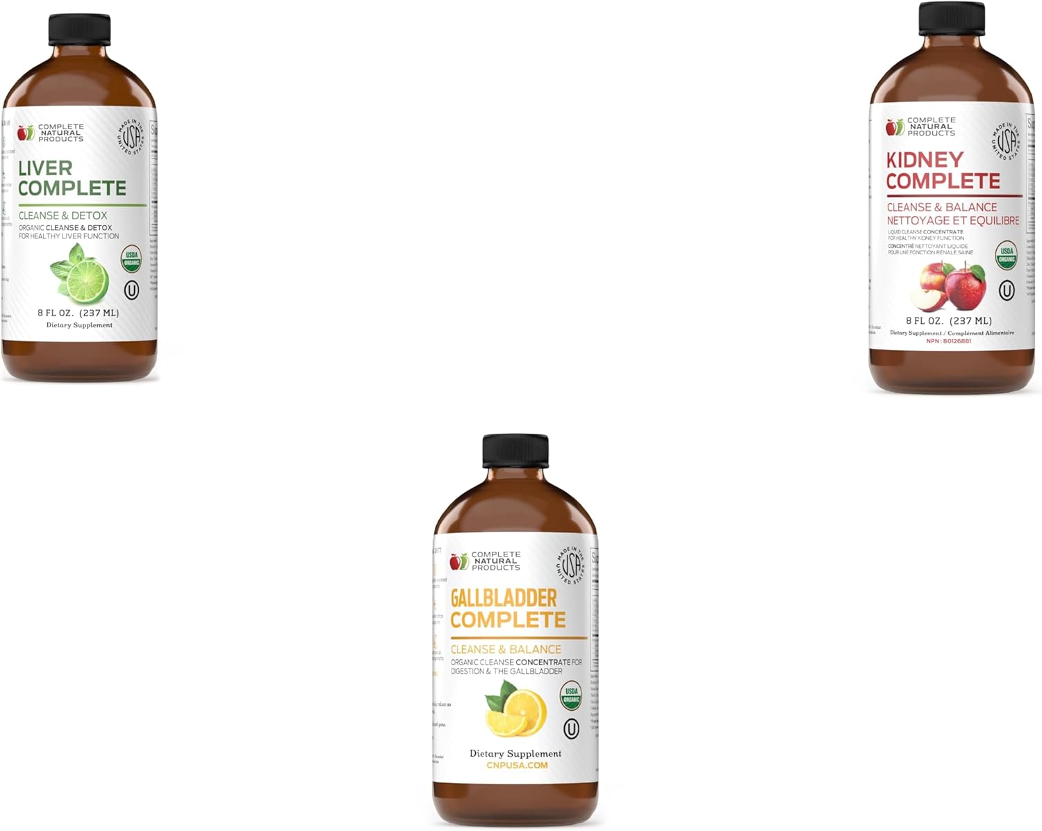 Bundle of Complete Natural Products Liver, Kidney, and Gallbladder Complete 8oz - Natural Support for Liver, Kidney, and Gallbladder Health