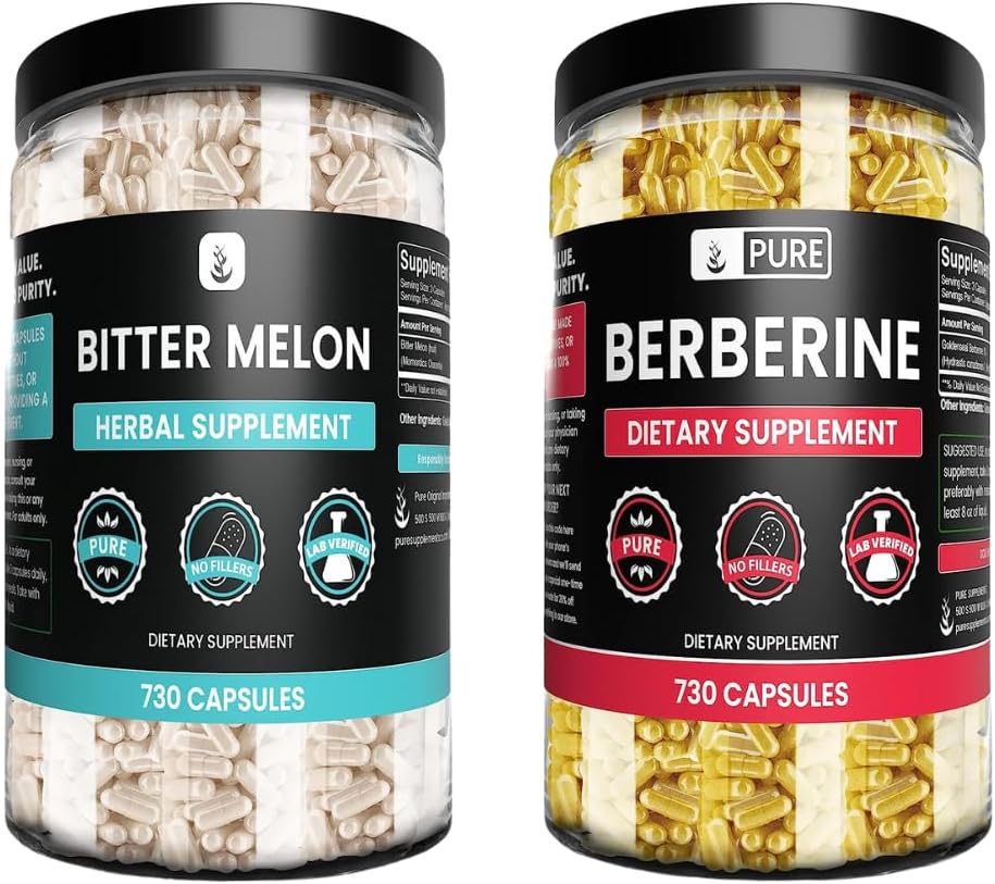 Bundle of Goldenseal Berberine & Bitter Melon Capsules, 730 Capsules, No Magnesium or Rice Fillers - Pure Original Ingredients