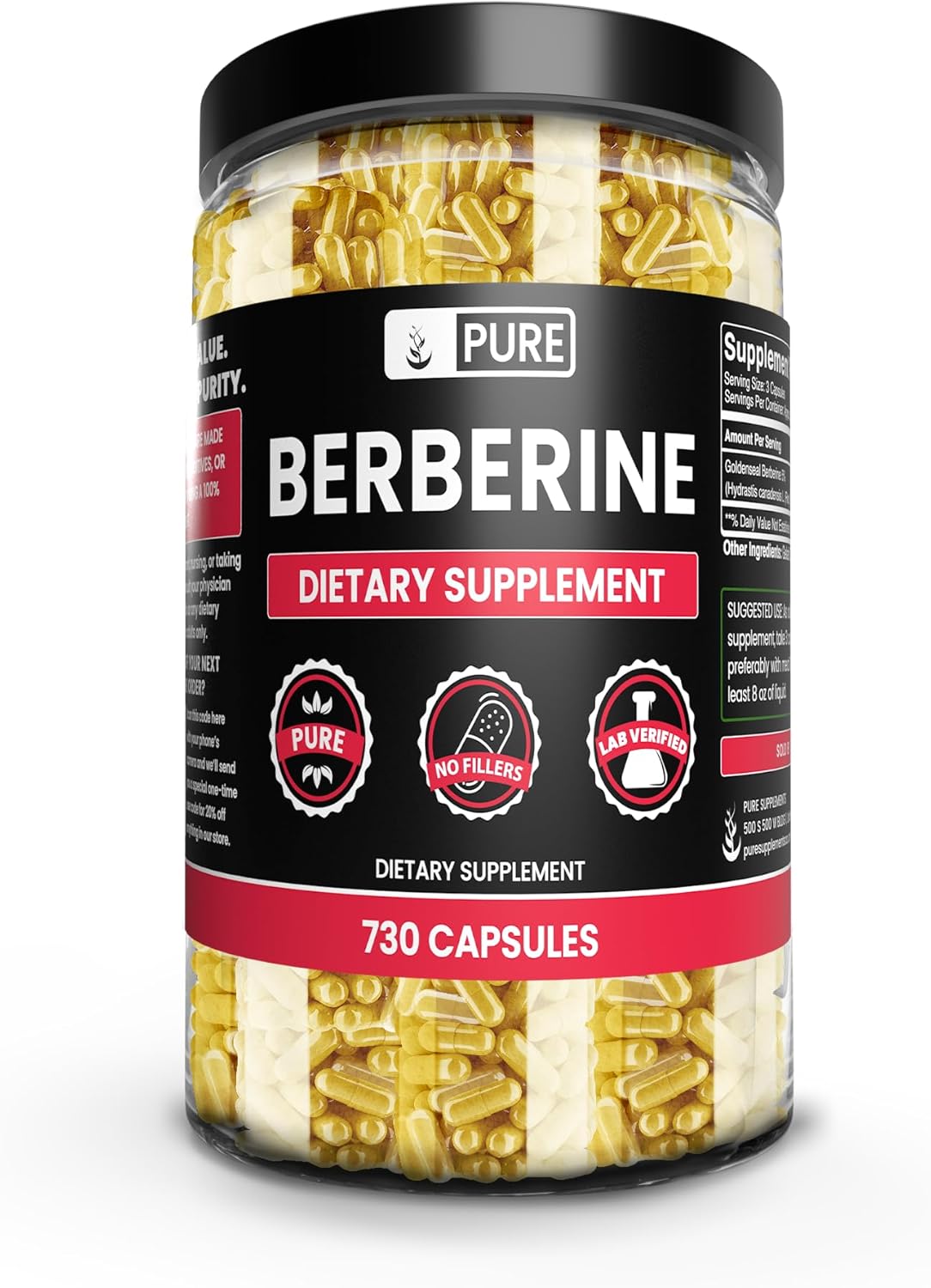 Bundle of Goldenseal Berberine & Bitter Melon Capsules, 730 Capsules, No Magnesium or Rice Fillers - Pure Original Ingredients