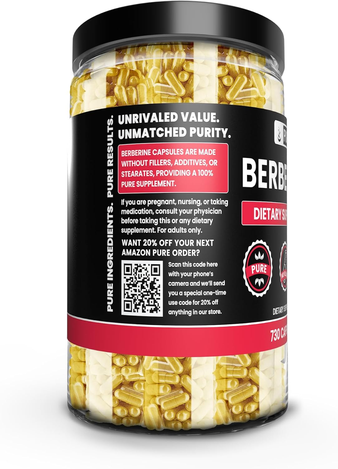 Bundle of Goldenseal Berberine & Bitter Melon Capsules, 730 Capsules, No Magnesium or Rice Fillers - Pure Original Ingredients