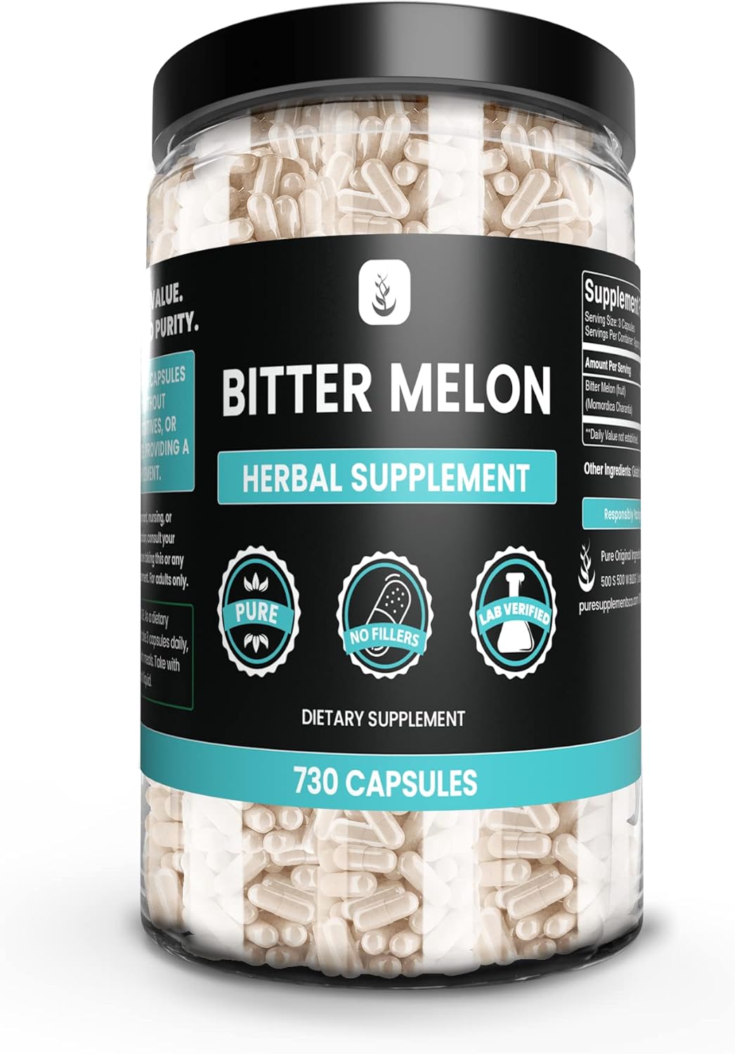 Bundle of Goldenseal Berberine & Bitter Melon Capsules, 730 Capsules, No Magnesium or Rice Fillers - Pure Original Ingredients