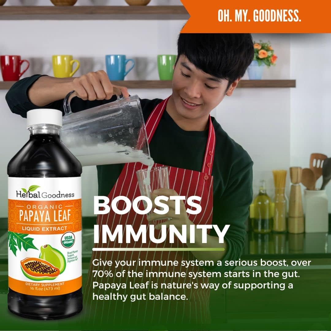Bundle of Herbal Goodness Papaya Leaf Extract for Platelets & Papaya Enzyme - 10X Digestive Capsules & 15X Liquid Platelet Support - Immune, Gut, and Digestive Health Boost
