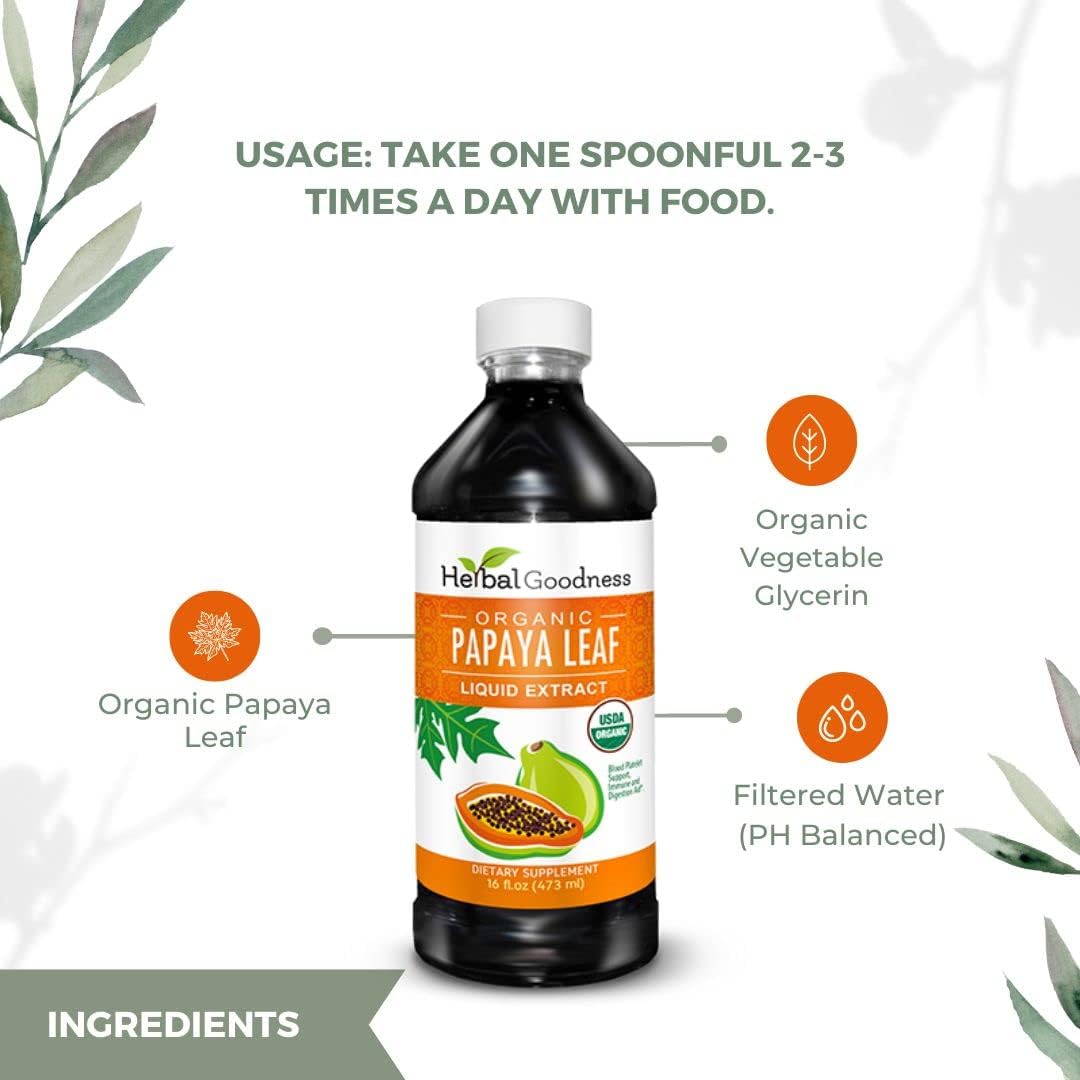 Bundle of Herbal Goodness Papaya Leaf Extract for Platelets & Papaya Enzyme - 10X Digestive Capsules & 15X Liquid Platelet Support - Immune, Gut, and Digestive Health Boost