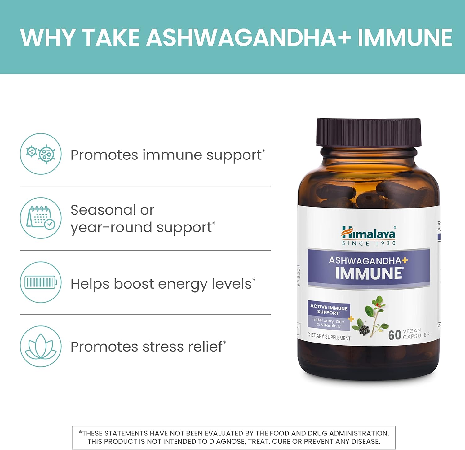 Bundle of Himalaya Hello Energy with Ashwagandha and Ashwagandha +Immune for Adrenal and Immune Support - 60 Capsules Each