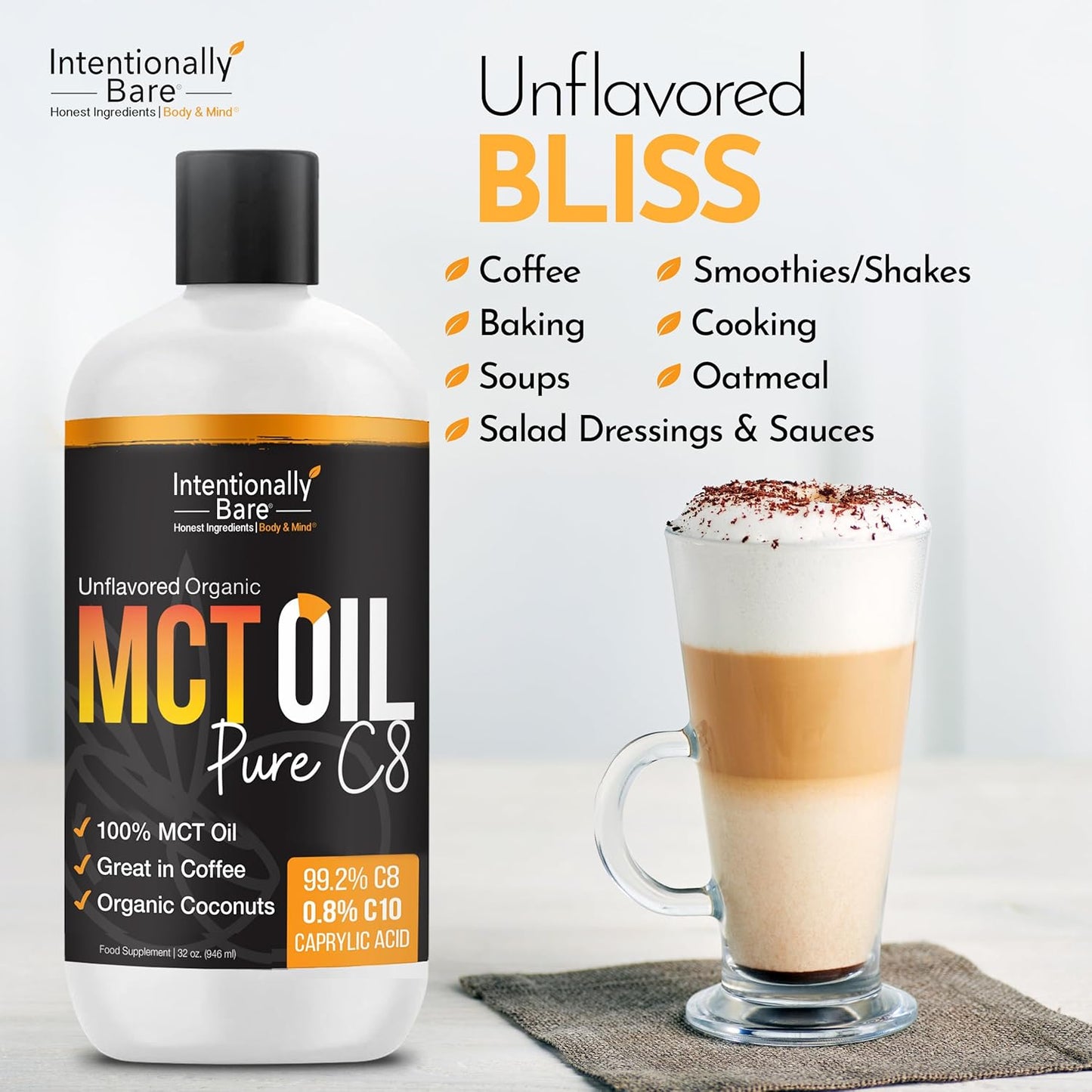 Bundle of Intentionally Bare MCT Oil Powder and Pure C8 MCT Oil