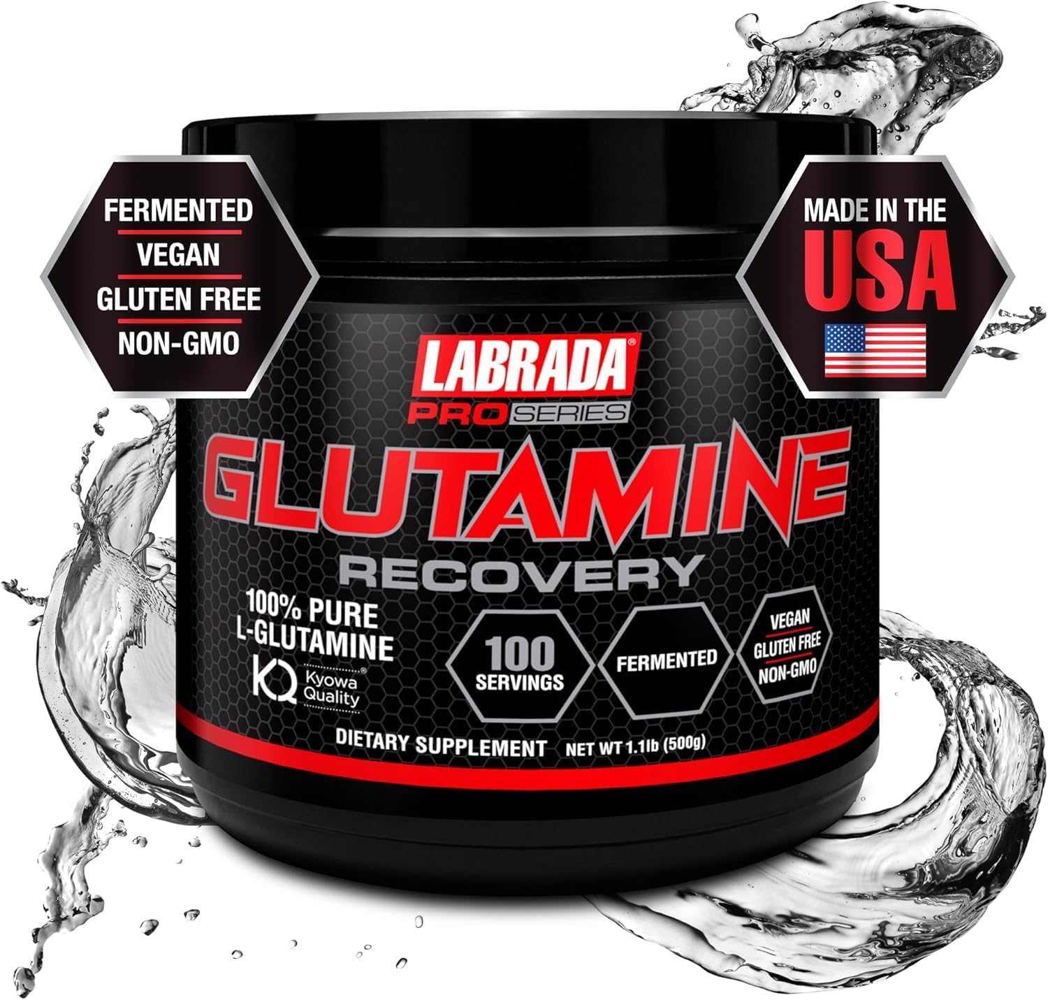Bundle of Labrada 100% Pure Hydrolyzed Whey Protein Isolate Powder and Pro Series Glutamine
