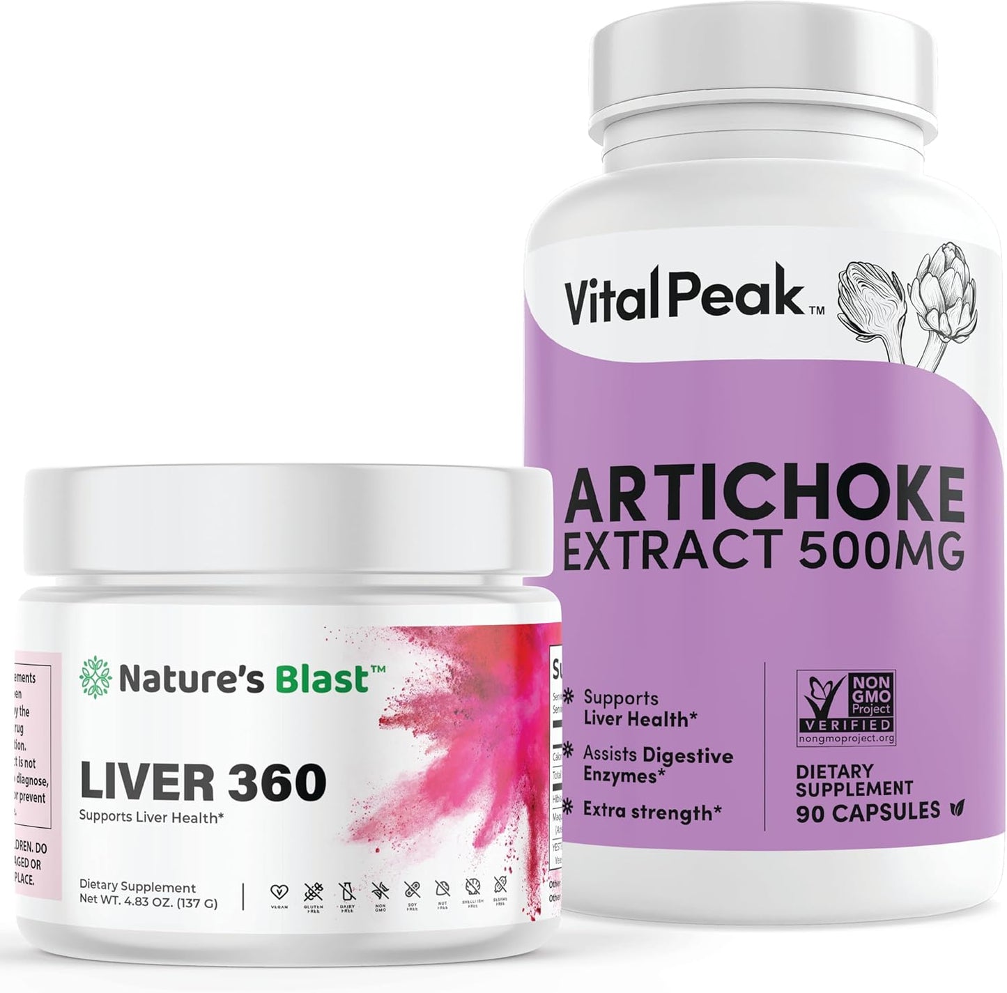 Bundle of Liver 360 and Vital Peak Artichoke Extract for Liver Health and Detoxification