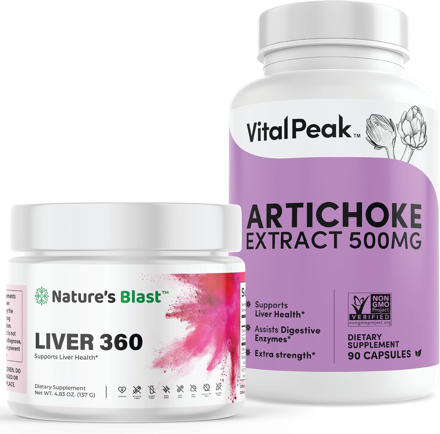 Bundle of Liver 360 and Vital Peak Artichoke Extract for Liver Health and Detoxification