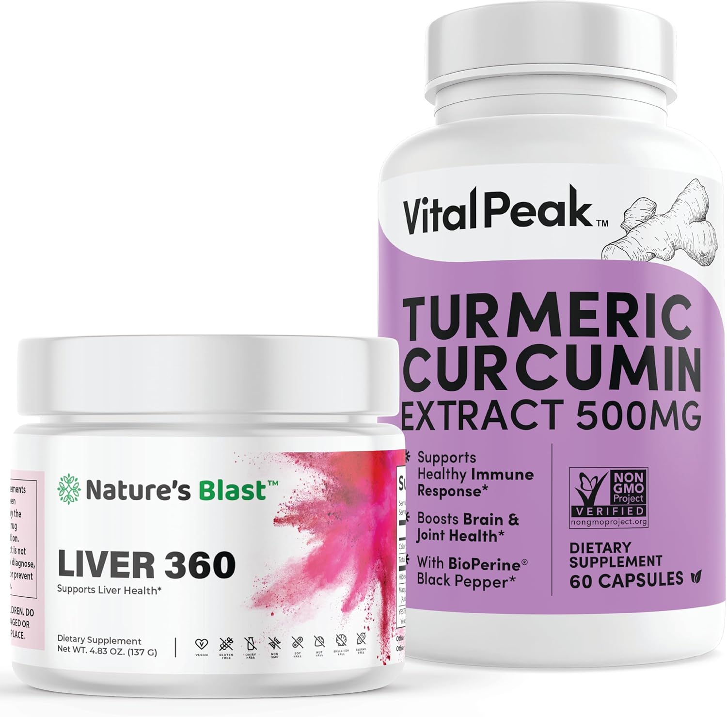 Bundle of Liver 360 and Vital Peak Turmeric for Comprehensive Health Support