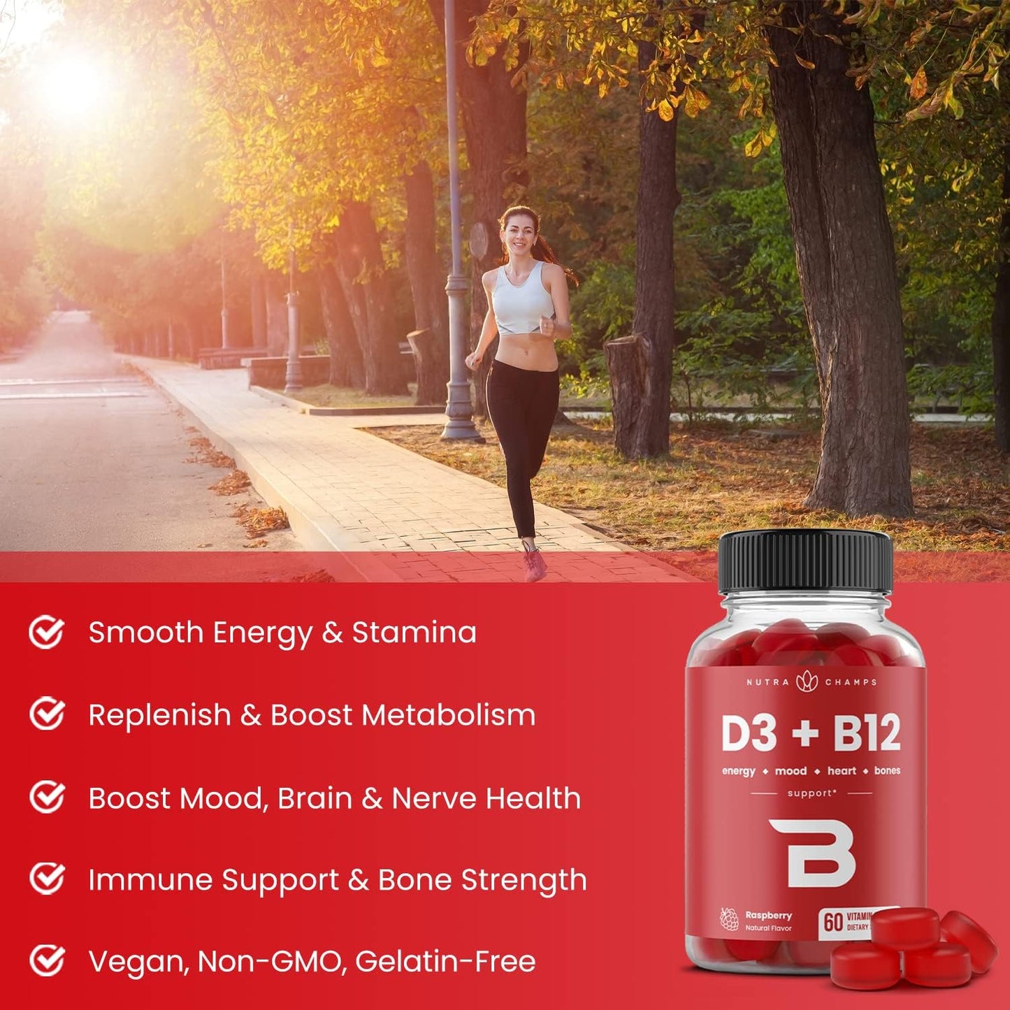 Bundle of NutraChamps Vitamin B12 and Elderberry Gummies for Immune Support and Energy Boost
