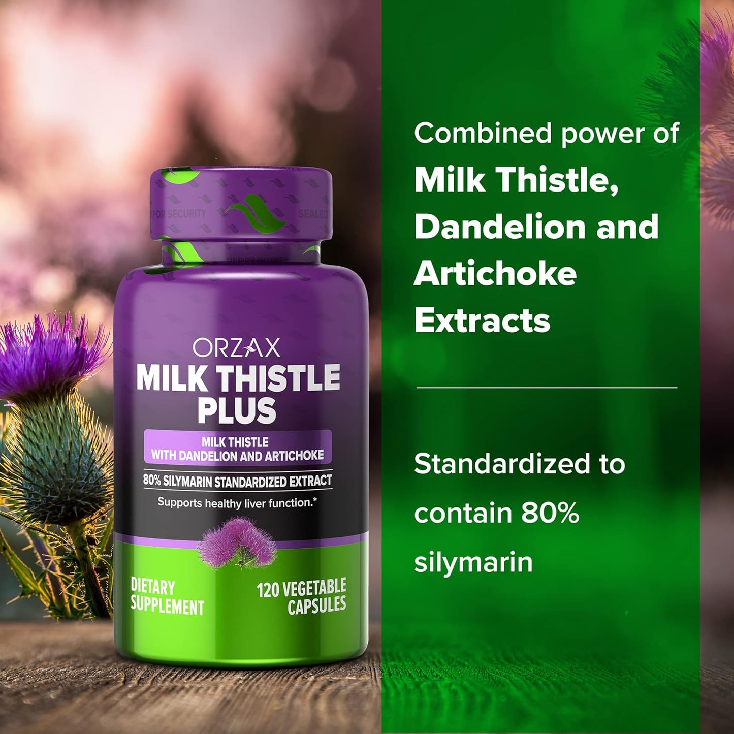 Bundle of ORZAX Saw Palmetto 2000mg & Milk Thistle Plus with Dandelion 120 Veg Capsules