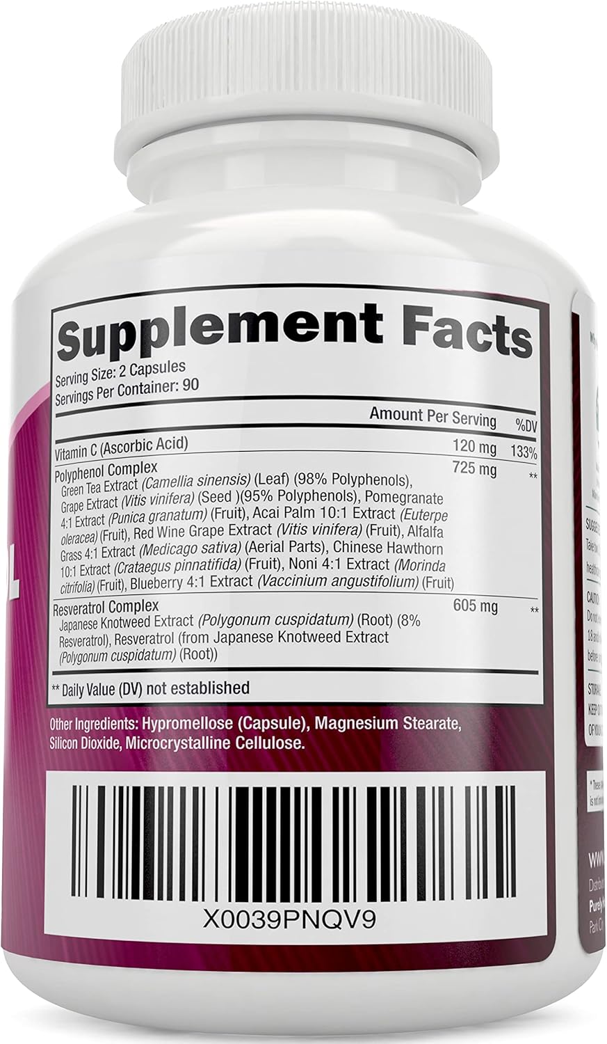 Bundle of Purely Holistic Resveratrol 1450mg + Phytoceramides Skin Therapy Capsules - Vegan - 180 + 60 Capsules - Antioxidant Rich - USA Made