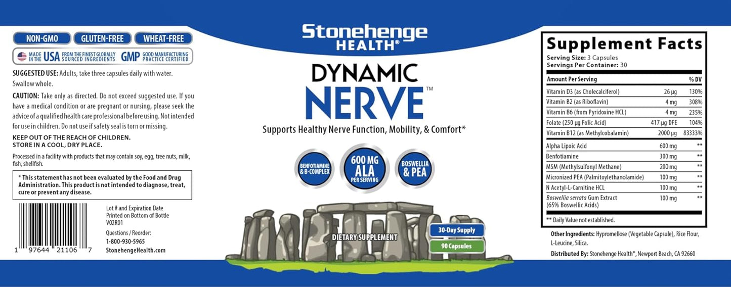 Bundle of Stonehenge Health Dynamic Nerve and Dynamic Turmeric Supplements for Comfort and Nerve Health
