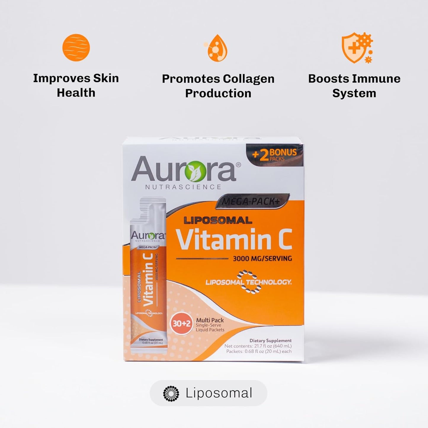 Bundle of Vida Lifescience Aurora Mega-Liposomal R-ALA with CoQ10 & L-Carnitine Complex and Vitamin C, 3,000 mg