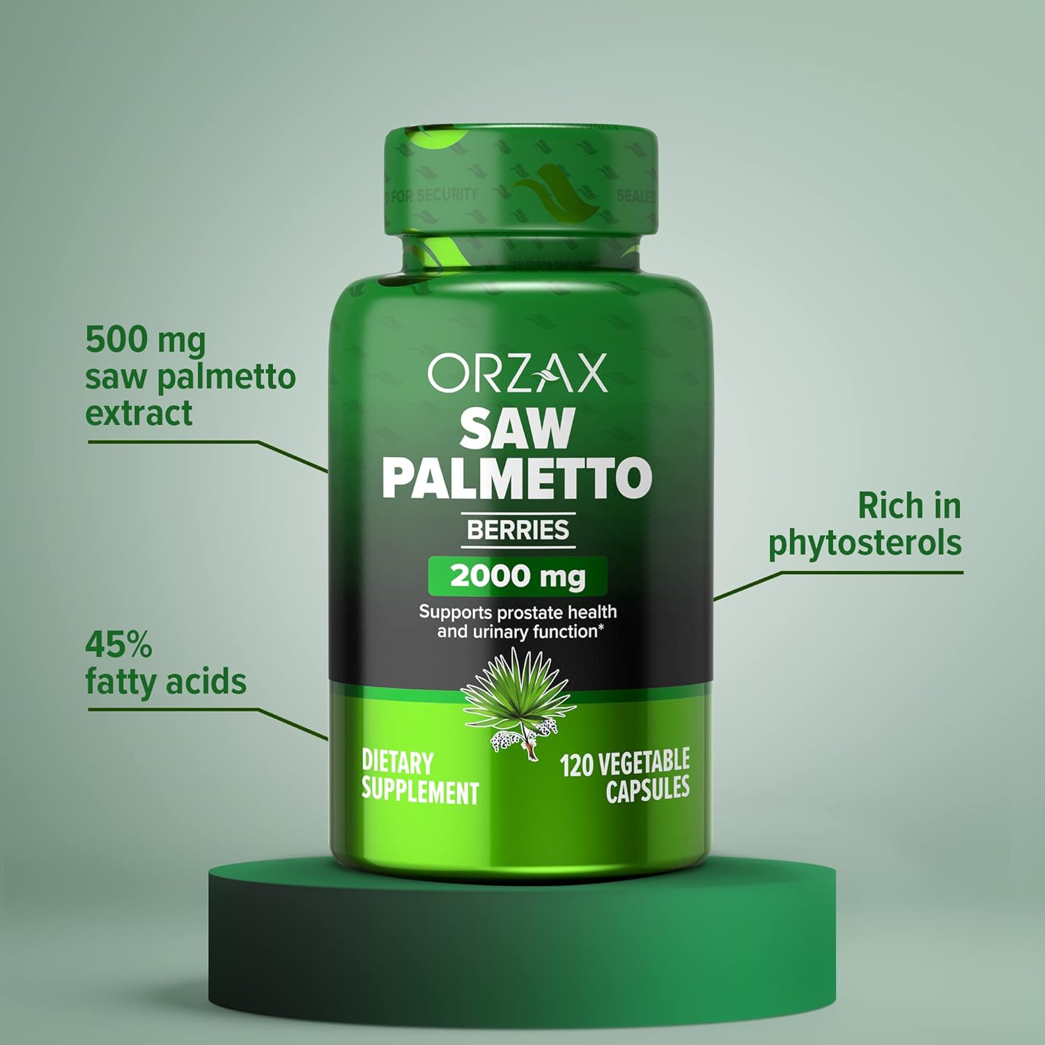 Bundle: ORZAX Saw Palmetto 2000mg Capsules + Glucosamine Chondroitin MSM Tablets - 120 Capsules + 90 Tablets