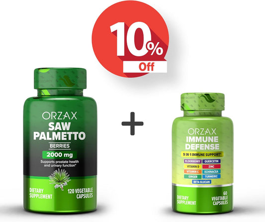 Bundle: ORZAX Saw Palmetto 2000mg + Immune Support Supplement 9-in-1