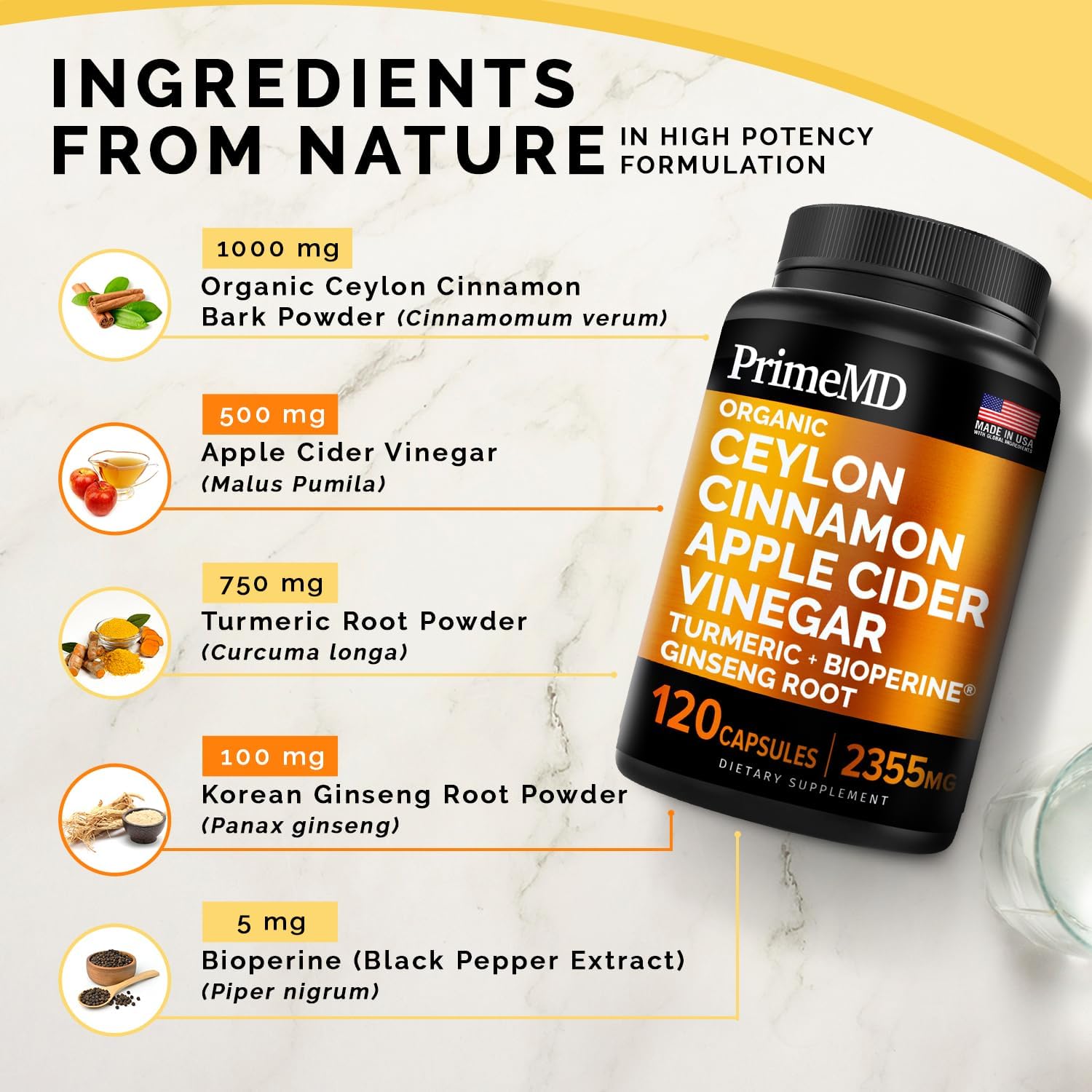 Bundle: PrimeMD Ceylon Cinnamon, Biotin Collagen Keratin Saw Palmetto, Maca Root Ashwagandha - Energy, Mood, Hair, Skin & Immune Support (3-Pack)