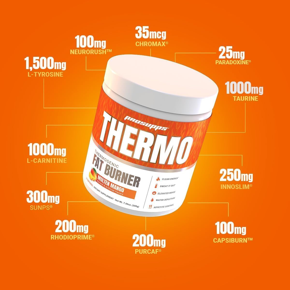 Bundle: PROSUPPS L-Carnitine 3000 Liquid Shots & Thermo Fat Burning Powder (Dragon Fruit & Molten Mango)