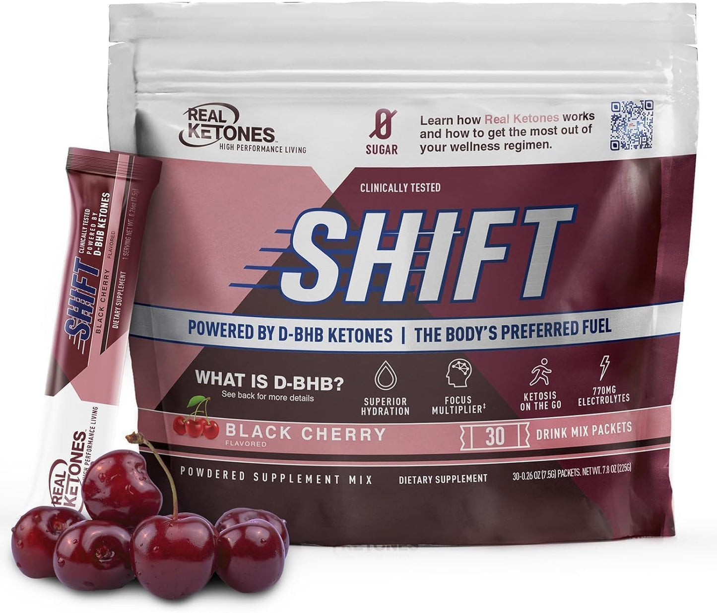 Bundle: Real Ketones Black Cherry Shift & Fasting Electrolytes for Men - BHB Exogenous Ketones - Weight Loss Support (30 Count)