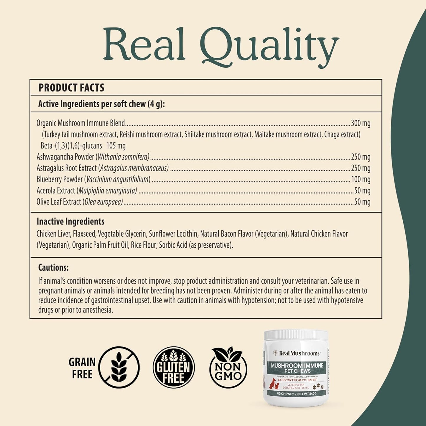 Bundle: Real Mushrooms Reishi Capsules (90ct) & Mushroom Immune Pet Chews (60ct) - Longevity, Relaxation, Immunity - Ashwagandha, Astragalus - Vegan, Non-GMO, Gluten-Free