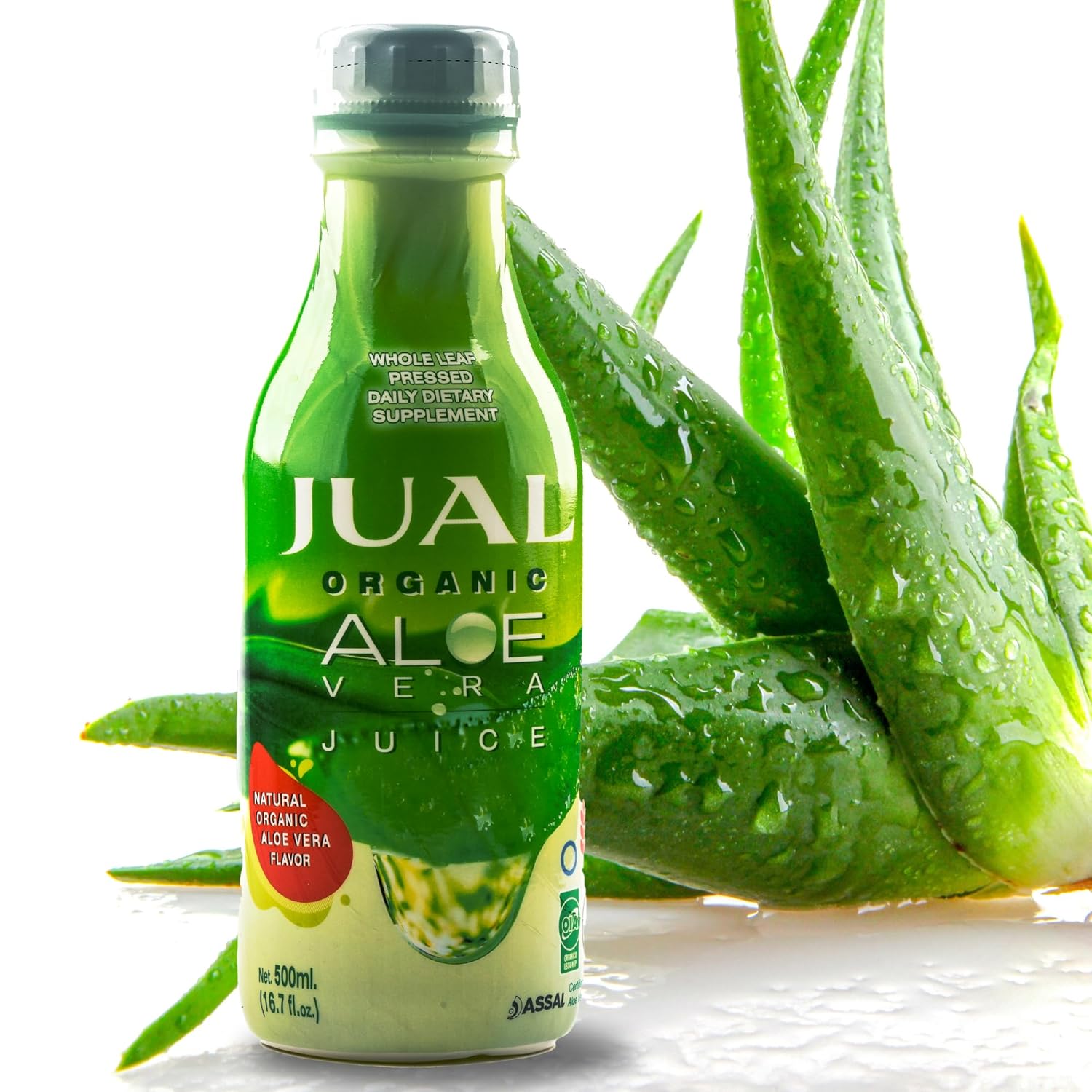 Buy JUAL Healthy Organic Aloe Vera Juice 16.7 Fl Oz - Natural Flavor - Vegan, Zero Sugar - Pure Aloe Juice for Gut Health - Immune Booster - 500ml (1 Pack)