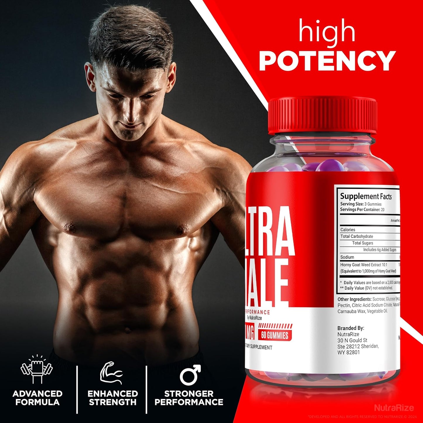 Buy NutraRize Ultra Male Gummies - Pack of 2, 1000 MG Vitamin Gummies for Daily Performance and Health Boost - Official Reviews - 120 Gummies