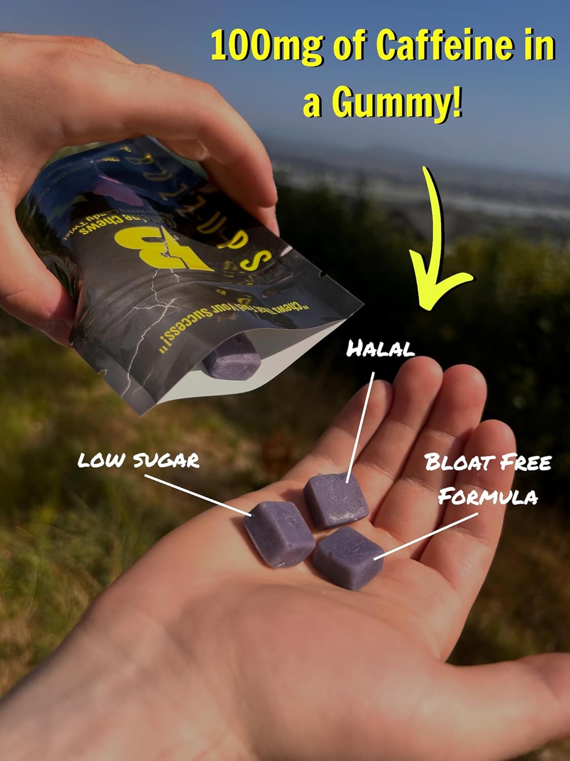 BuzzUps Caffeine Gummies - 100mg Caffeine per Gummy, Berry Twist Flavor, Energy Supplement for Endurance Sports - 30 Gummies, 3-Pack