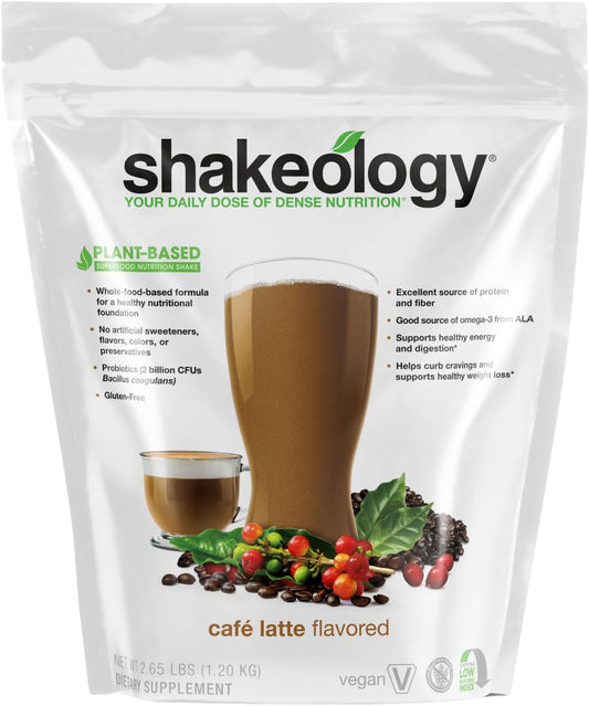 Cafe Latte Vegan Protein Powder - Gluten Free Superfood Shake for Weight Loss & Gut Health - Supports Lean Muscle & Stress Management - 30 Servings
