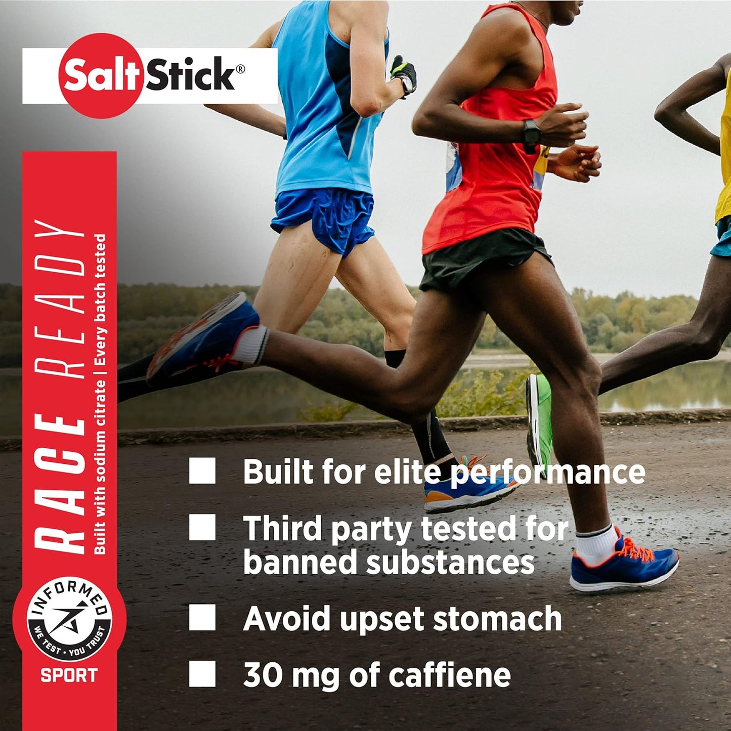 Caffeinated SaltStick Electrolyte Capsules for Running and Hydration | 96 Capsules, 24 Packets | Reduce Muscle Cramps