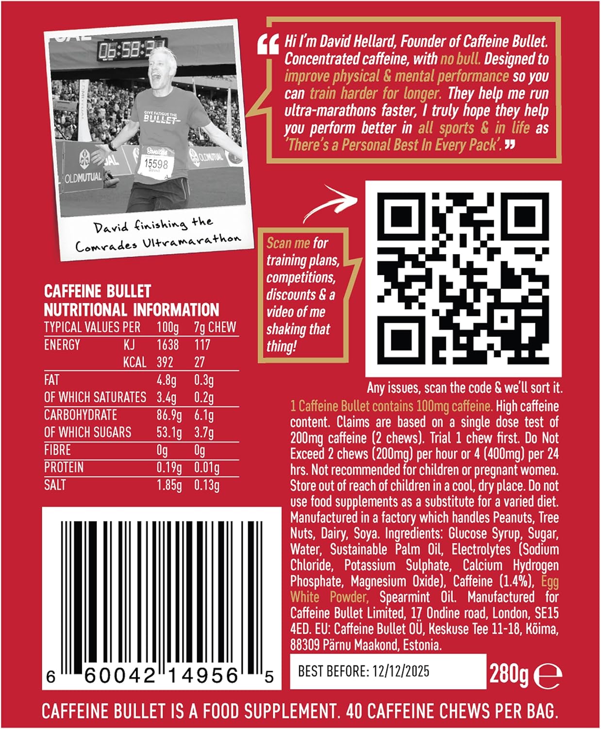 Caffeine Bullet Mint Energy Chews x4 - 100mg per Serving for Enhanced Performance in Running, Cycling, Gaming & Pre Workout Boost