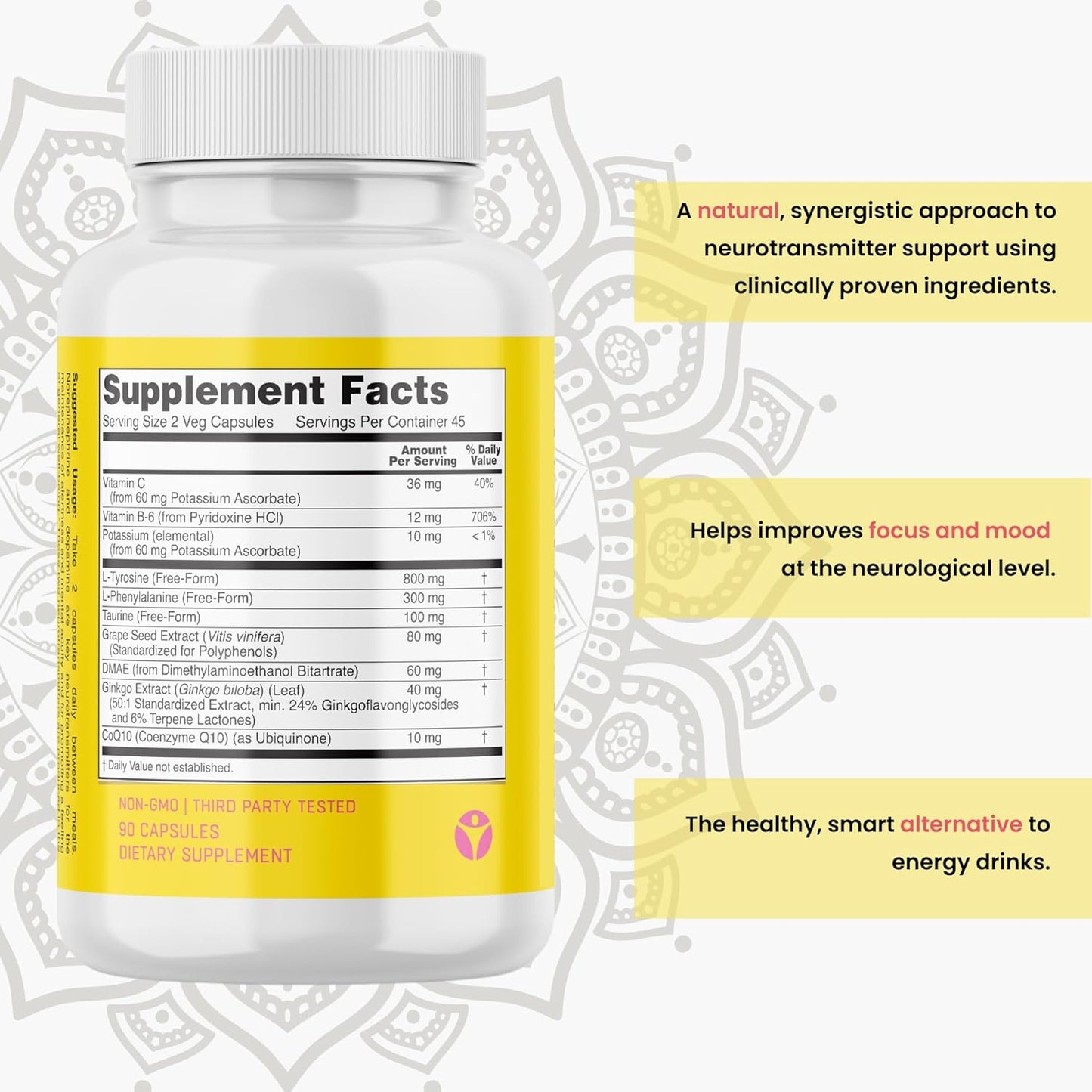 Caffeine-Free Brain Fog Supplements for Memory and Focus - Natural Nootropic for Men and Women to Improve Energy and Clarity