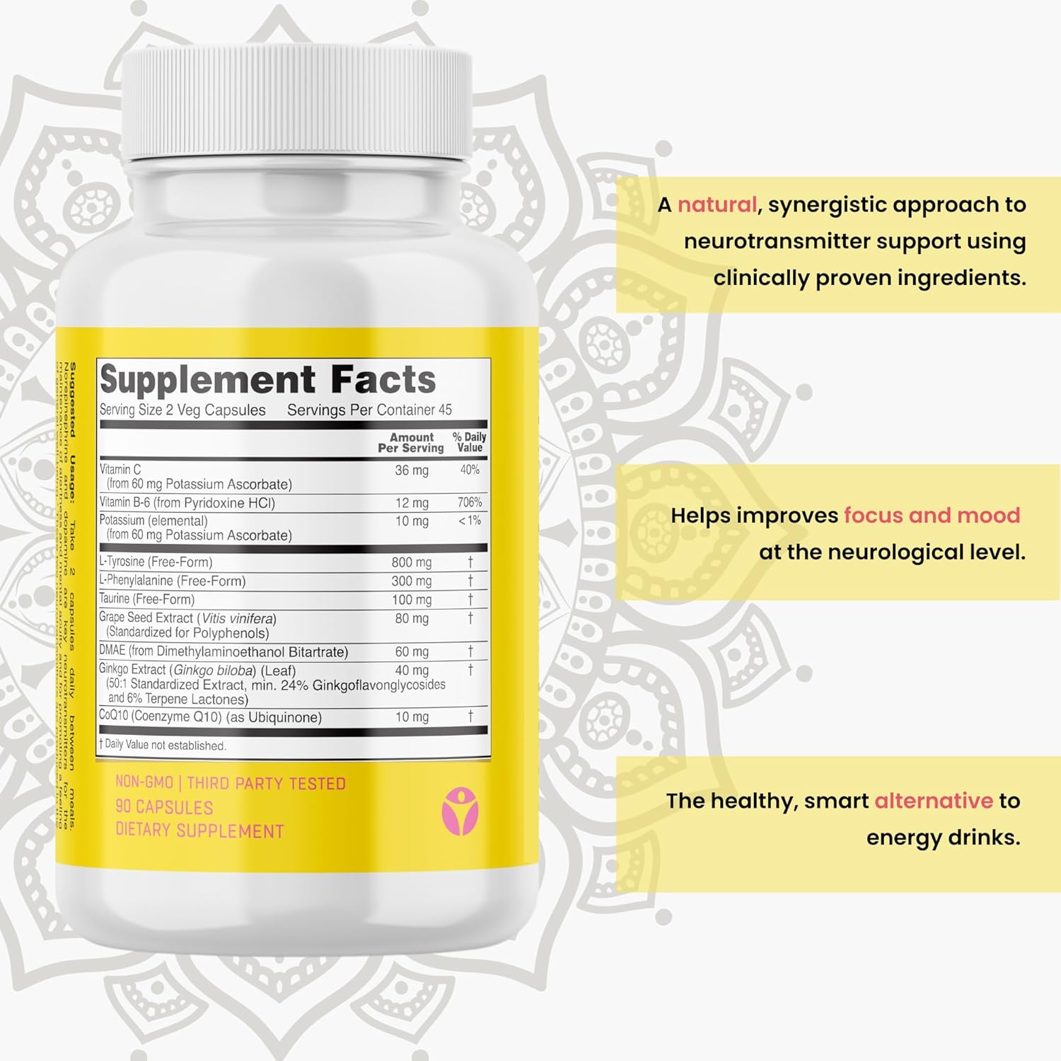 Caffeine-Free Brain Fog Supplements for Memory and Focus - Natural Nootropic for Men and Women to Improve Energy and Clarity