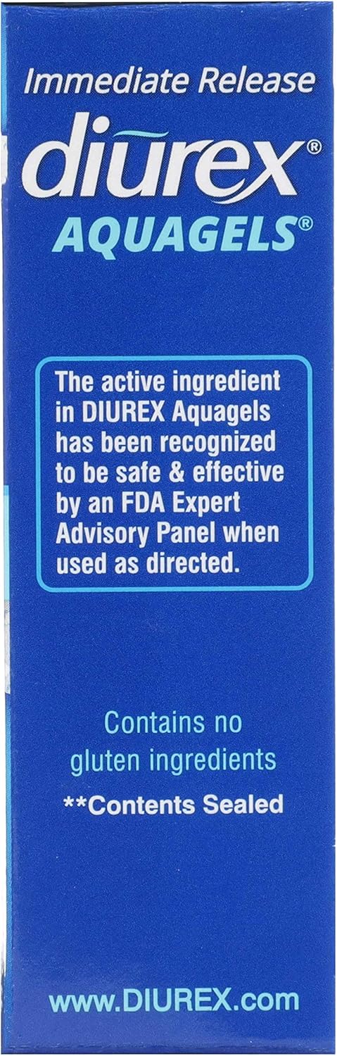 Caffeine-Free Diurex Aquagels - Immediate Release Diuretic for Water Bloat Relief - 20 Count