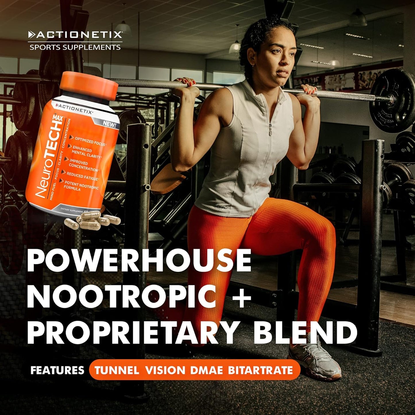 Caffeine-Free NeuroTech MAX Brain Supplements for Memory, Focus, and Athletic Performance - Enhanced with DMAE, Bacopa, Huperzine