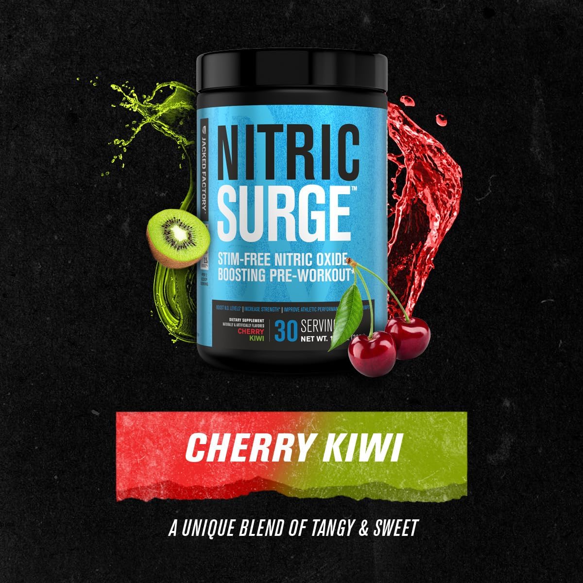 Caffeine-Free Nitric Oxide Supplement for Pumps & Hydration - Cherry Kiwi, 30 Servings