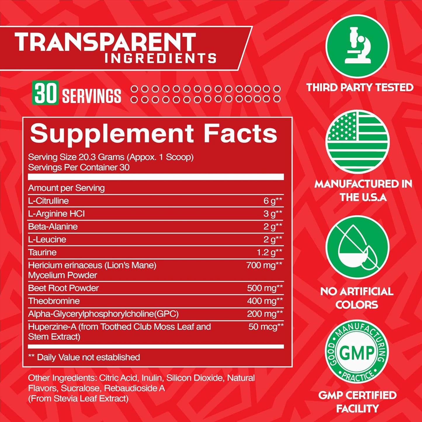 Caffeine-Free Nocturnal Pre Workout Supplement for High Energy and Pumps - Cherry Limeade, 30 Servings for Men & Women