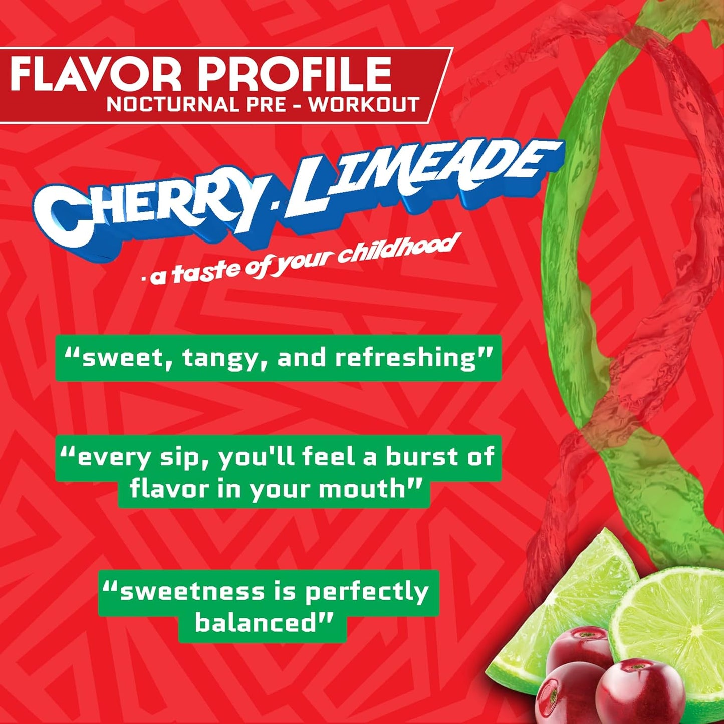 Caffeine-Free Nocturnal Pre Workout Supplement for High Energy and Pumps - Cherry Limeade, 30 Servings for Men & Women