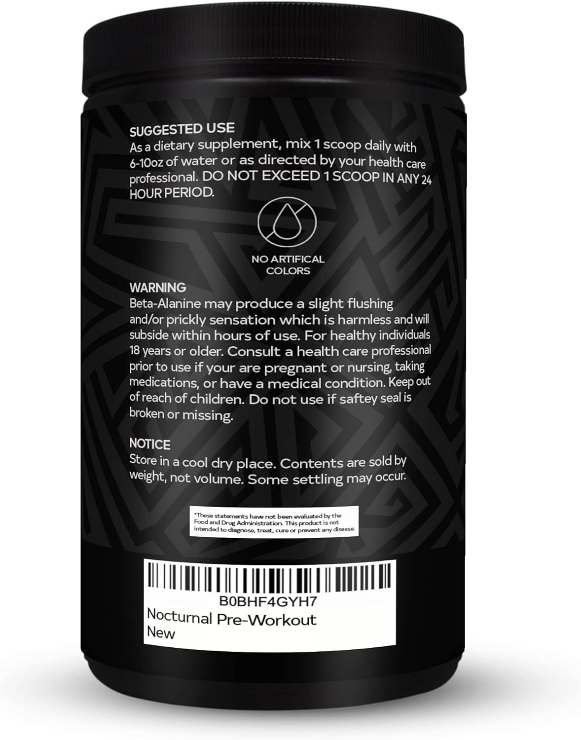 Caffeine-Free Nocturnal Pre Workout Supplement for High Energy and Pumps - Cherry Limeade, 30 Servings for Men & Women