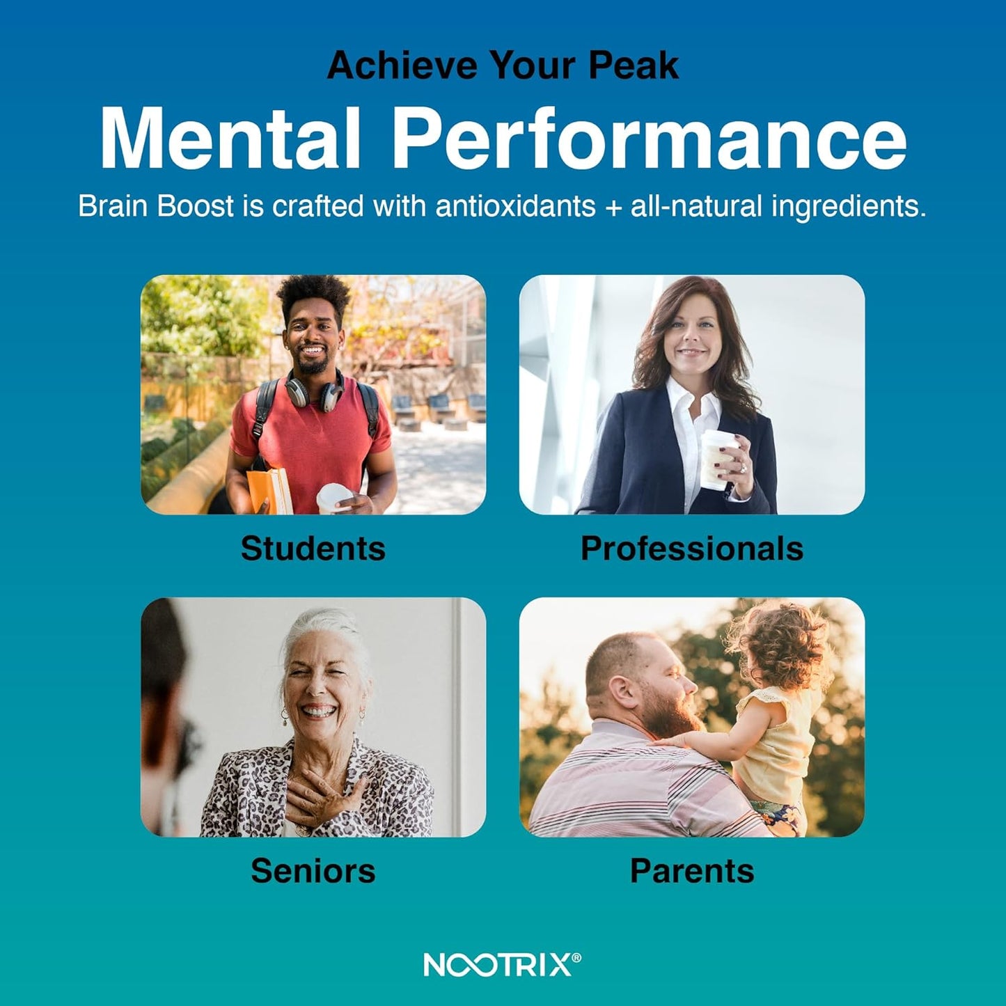 Caffeine-Free Nootropic Supplement for Memory, Focus, and Energy | Supports Cognitive Health with Gingko Biloba & DMAE | 240 Capsules