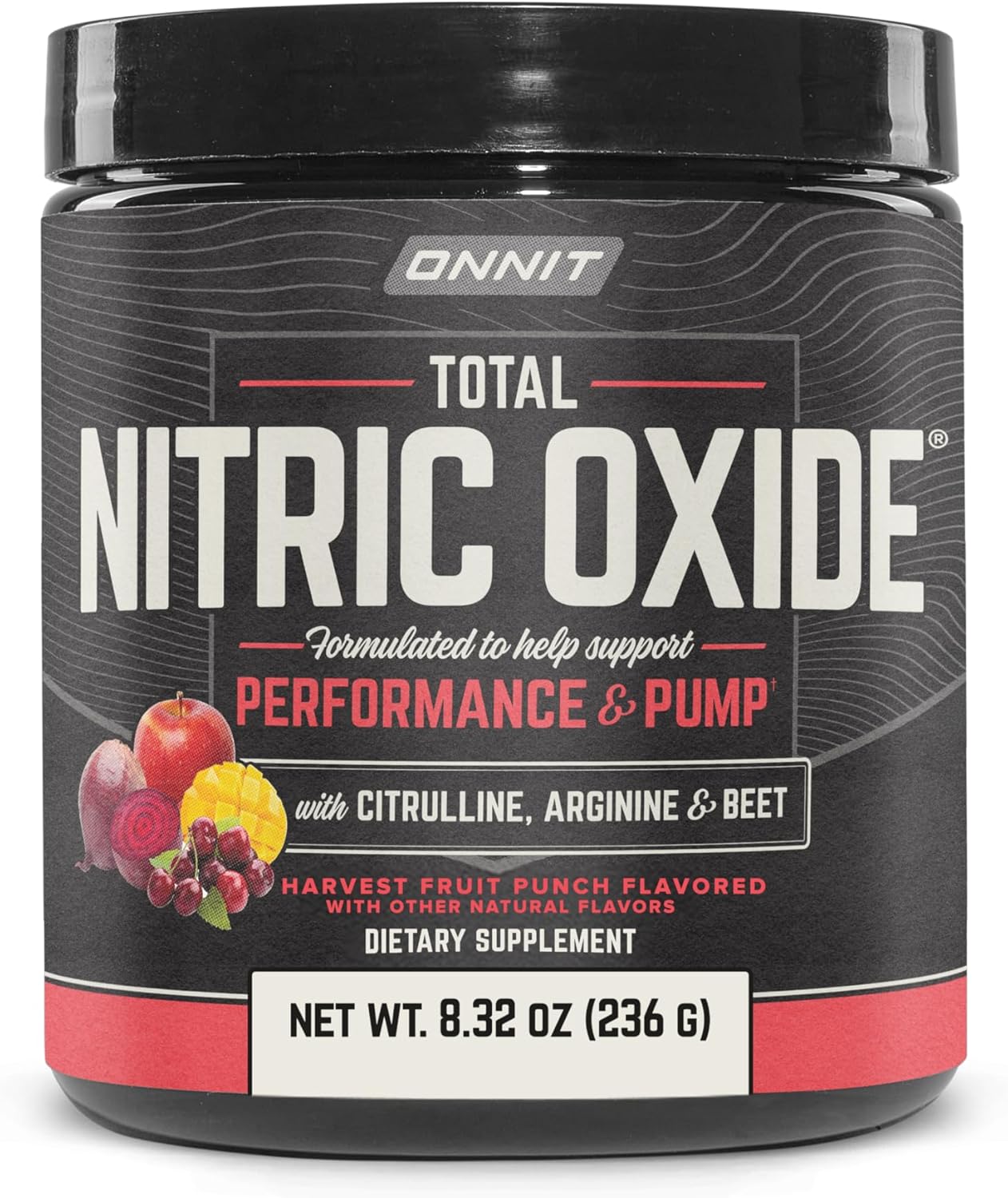 Caffeine-Free ONNIT Total Nitric Oxide Pre-Workout Powder with Beet Root, L Arginine, L Citrulline Malate for Energy and Recovery, Harvest Fruit Flavor