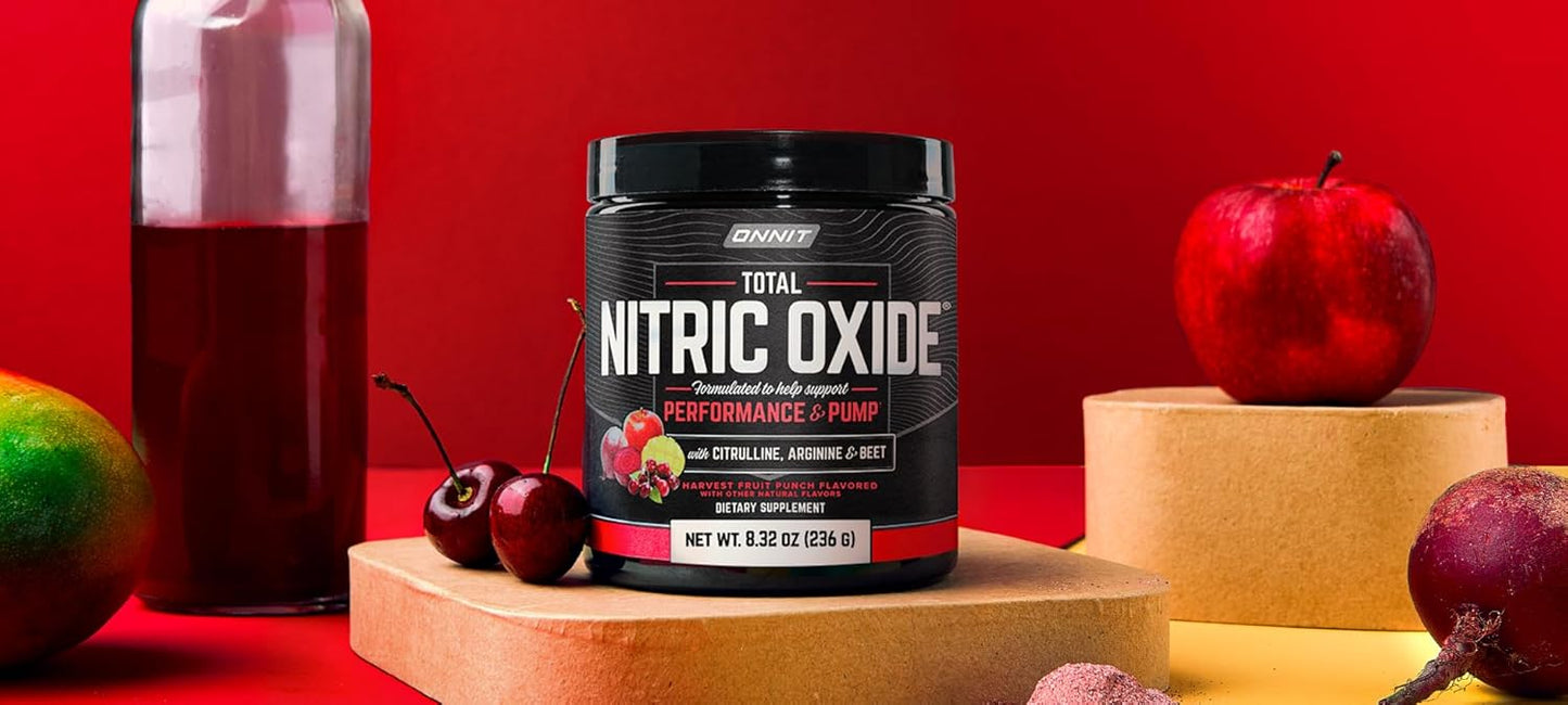 Caffeine-Free ONNIT Total Nitric Oxide Pre-Workout Powder with Beet Root, L Arginine, L Citrulline Malate for Energy and Recovery, Harvest Fruit Flavor